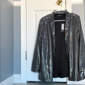 Nasty Gal Metallic Power Shoulder Blazer